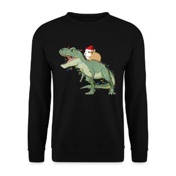 Père Noël T Rex et cobayes - Sweat-shirt Unisexe - noir - Devant - Alina (178cm) & Michal (187cm)
