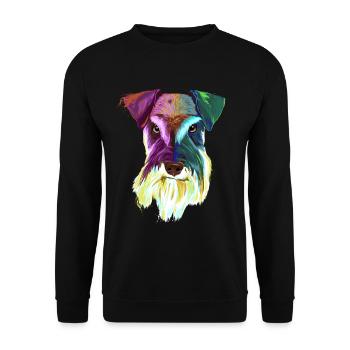 Splash Schnauzer Hund - Unisex Pullover - Schwarz - Vorne - Alina (178cm) & Michal (187cm)