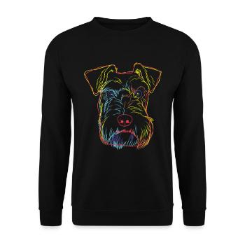 Bunte Schnauzer Hund - Unisex Pullover - Schwarz - Vorne - Alina (178cm) & Michal (187cm)