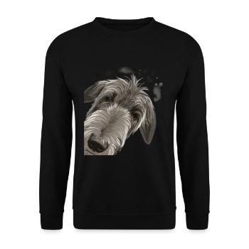 Neugieriger Deerhound Hund - Unisex Pullover - Schwarz - Vorne - Alina (178cm) & Michal (187cm)
