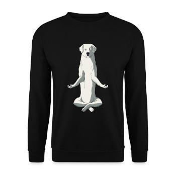 Meditierender Polski Owczarek Podhalanski Hund - Unisex Pullover - Schwarz - Vorne - Alina (178cm) & Michal (187cm)