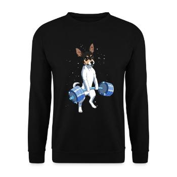 Bodybuilding Kreuzheben Workout Rat Terrier Hund - Unisex Pullover - Schwarz - Vorne - Alina (178cm) & Michal (187cm)