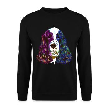 Splash English Cocker Spaniel Hund - Unisex Pullover - Schwarz - Vorne - Alina (178cm) & Michal (187cm)