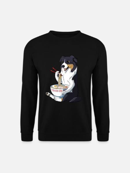 Japanischer Anime Ramen Australian Shepherd Hund - Unisex Pullover - Schwarz
