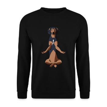 Meditierender Tiroler Bracke Hund - Unisex Pullover - Schwarz - Vorne - Alina (178cm) & Michal (187cm)