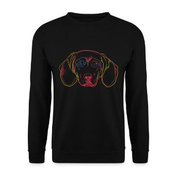 Bunter Tiroler Bracke Hund - Unisex Pullover - Schwarz - Vorne - Alina (178cm) & Michal (187cm)