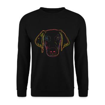 Bunter Weimaraner Hund - Unisex Pullover - Schwarz - Vorne - Alina (178cm) & Michal (187cm)