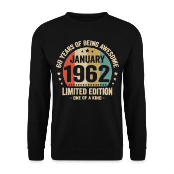 60 Jahre Großartigkeit seit Januar 1962 - Unisex Pullover - Schwarz - Vorne - Alina (178cm) & Michal (187cm)