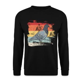 Retro Bird Pigeon - Unisex Sweatshirt - black - Front - Alina (178cm) & Michal (187cm)