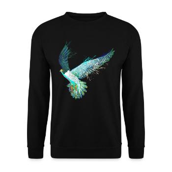 Fliegender Vogel Bunter Wanderfalke - Unisex Pullover - Schwarz - Vorne - Alina (178cm) & Michal (187cm)