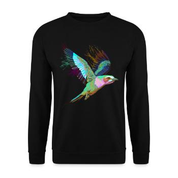 Fliegender Splash Gabelracke Vogel - Unisex Pullover - Schwarz - Vorne - Alina (178cm) & Michal (187cm)