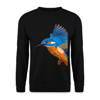 Flying Kingfisher Bird - Unisex Sweatshirt - black - Front - Alina (178cm) & Michal (187cm)