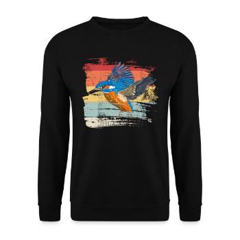 Retro Kingfisher Bird - Unisex Sweatshirt - black - Front - Alina (178cm) & Michal (187cm)