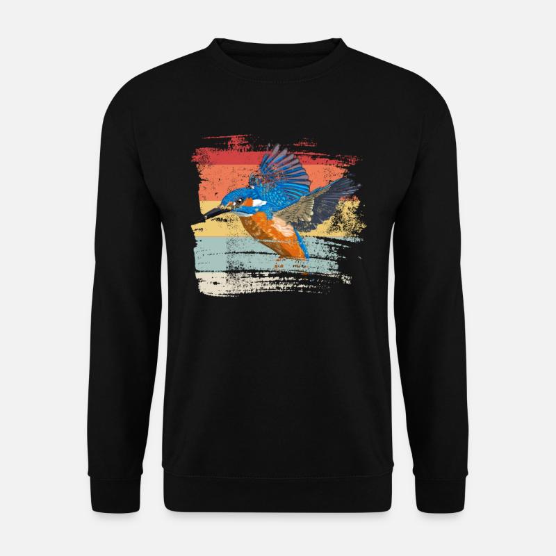 Retro Kingfisher Bird - Unisex Sweatshirt - black