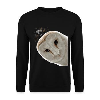 Funny Curious Owl - Unisex Sweatshirt - black - Front - Alina (178cm) & Michal (187cm)