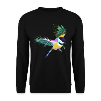 Flying Splash Bird Chickadee - Unisex Sweatshirt - black - Front - Alina (178cm) & Michal (187cm)