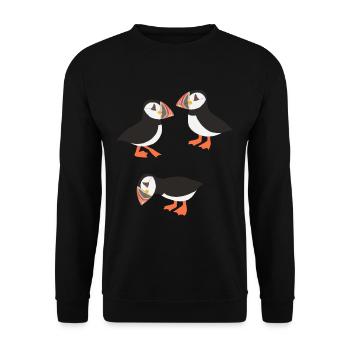 Funny Puffin Birds - Unisex Sweatshirt - black - Front - Alina (178cm) & Michal (187cm)