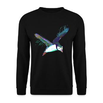 Splash Fliegender Vogel Papageientaucher - Unisex Pullover - Schwarz - Vorne - Alina (178cm) & Michal (187cm)