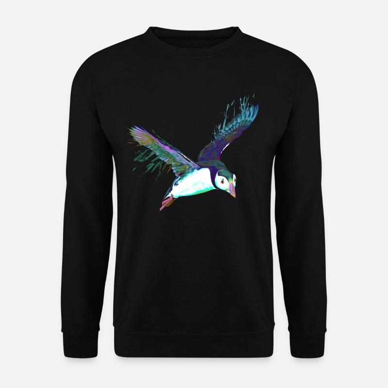 Splash Flying Bird Puffin - Unisex Sweatshirt - black