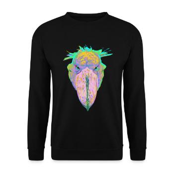 Colorful Bird Splash Shoebill - Unisex Sweatshirt - black - Front - Alina (178cm) & Michal (187cm)