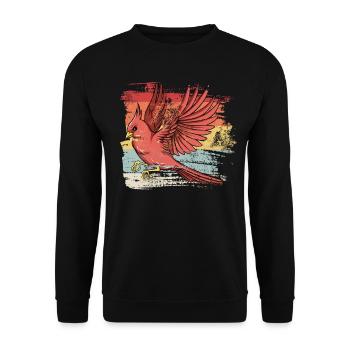 Retro Bird Northern Cardinal - Unisex Sweatshirt - black - Front - Alina (178cm) & Michal (187cm)