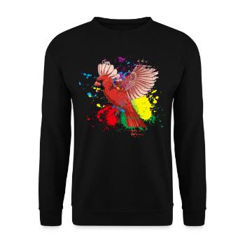 Fying Splash Northern Cardinal Bird - Unisex Sweatshirt - black - Front - Alina (178cm) & Michal (187cm)