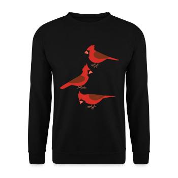 Funny Birds Northern Cardinal - Unisex Sweatshirt - black - Front - Alina (178cm) & Michal (187cm)