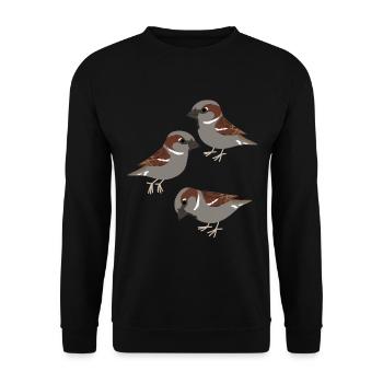 Hausspatzen Vögel Spatzen - Unisex Pullover - Schwarz - Vorne - Alina (178cm) & Michal (187cm)