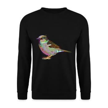 Bunter Hausspatz Haussperling Splash Vogel Spatz - Unisex Pullover - Schwarz - Vorne - Alina (178cm) & Michal (187cm)
