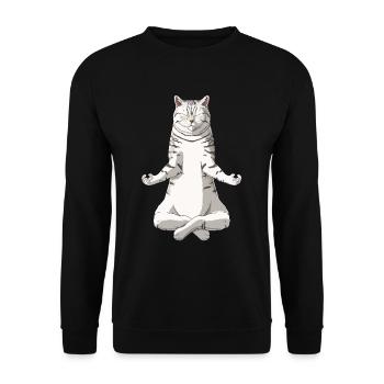 Funny Yoga Spotted British Shorthair Cat - Unisex Sweatshirt - black - Front - Alina (178cm) & Michal (187cm)
