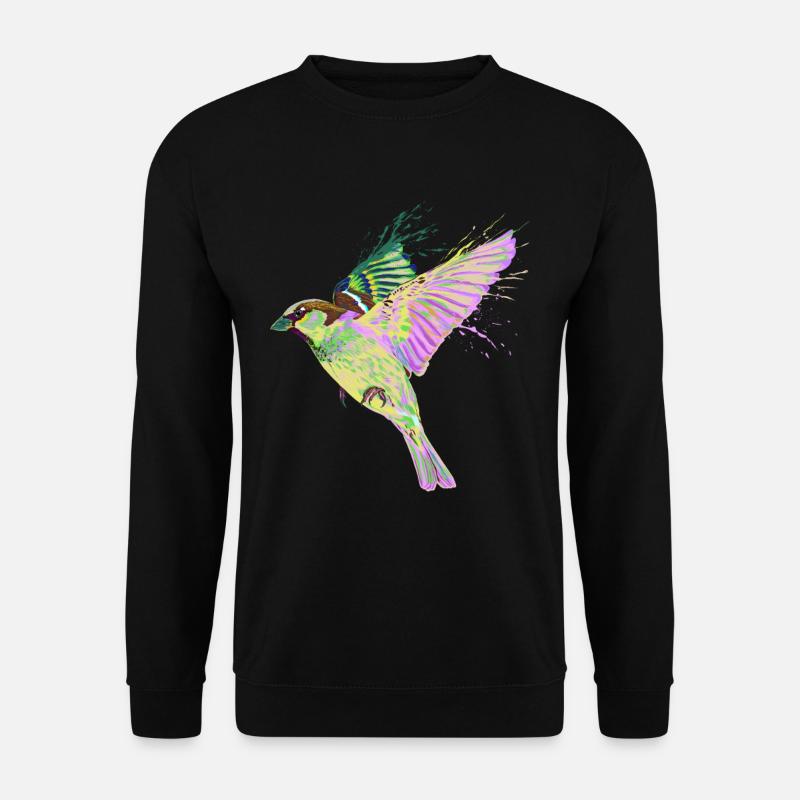Flying House Sparrow Splash Oiseau Moineau - Sweat-shirt Unisexe - noir