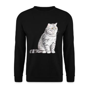 Chat sédentaire à poil court britannique tacheté - Sweat-shirt Unisexe - noir - Devant - Alina (178cm) & Michal (187cm)