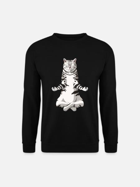 Lustige Yoga Tabby Britisch Kurzhaar Katze - Unisex Pullover - Schwarz