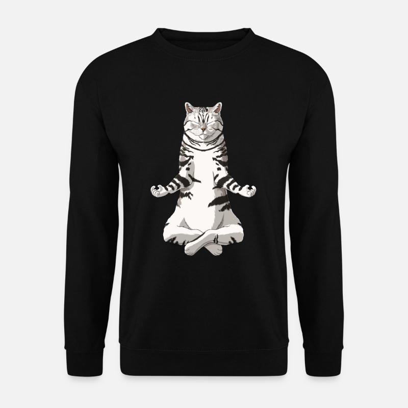 Lustige Yoga Tabby Britisch Kurzhaar Katze - Unisex Pullover - Schwarz