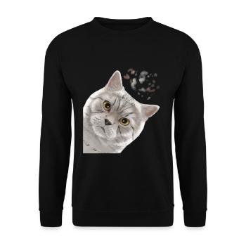 Curieux chat britannique à poil court - Sweat-shirt Unisexe - noir - Devant - Alina (178cm) & Michal (187cm)