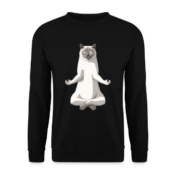 Funny Yoga Colourpoint British Shorthair Cat - Unisex Sweatshirt - black - Front - Alina (178cm) & Michal (187cm)