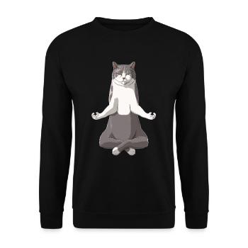 Drôle de yoga bicolore British Shorthair Cat - Sweat-shirt Unisexe - noir - Devant - Alina (178cm) & Michal (187cm)