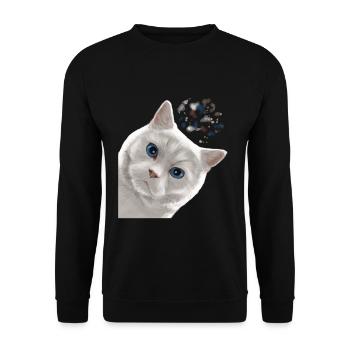 Drôle de chat blanc britannique à poil court - Sweat-shirt Unisexe - noir - Devant - Alina (178cm) & Michal (187cm)