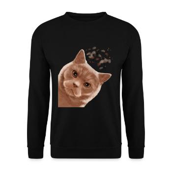 Drôle de crème curieuse British Shorthair Cat - Sweat-shirt Unisexe - noir - Devant - Alina (178cm) & Michal (187cm)