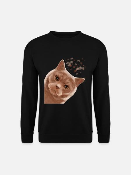 Lustige Neugierige Cream Britisch Kurzhaar Katze - Unisex Pullover - Schwarz