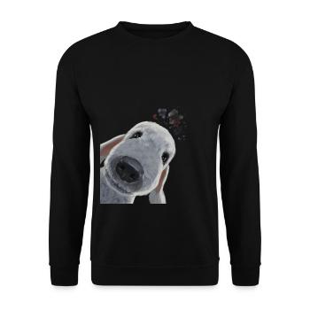 Funny Curious Dog Bedlington Terrier - Unisex Sweatshirt - black - Front - Alina (178cm) & Michal (187cm)