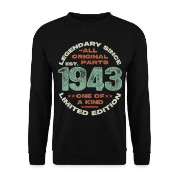 Legendär seit 1943 - 80 Jahre - Unisex Pullover - Schwarz - Vorne - Alina (178cm) & Michal (187cm)