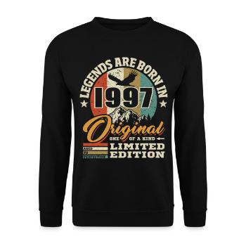 1997, 1997 geboren, 1997 geburtstag, jahrgang 1997 - Unisex Sweatshirt - black - Front - Alina (178cm) & Michal (187cm)
