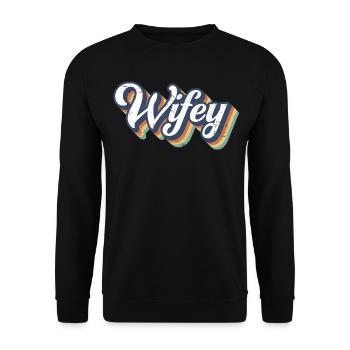 Retro Wifey Matching Couple Wedding Party Marriage - Unisex Sweatshirt - black - Front - Alina (178cm) & Michal (187cm)