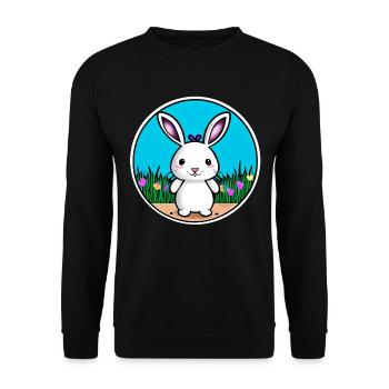 Petit lapin de Pâques blanc - Sweat-shirt Unisexe - noir - Devant - Alina (178cm) & Michal (187cm)