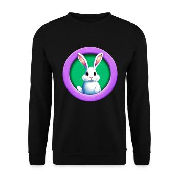 Lila Kreis Osterhase - Unisex Pullover - Schwarz - Vorne - Alina (178cm) & Michal (187cm)