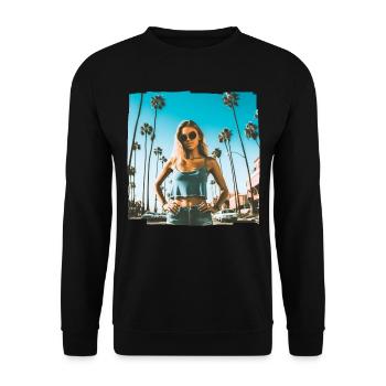 California Lifestyle - Unisex Pullover - Schwarz - Vorne - Alina (178cm) & Michal (187cm)
