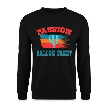 Passion Ballonfahrt Glück ab und gut Land - Unisex Pullover - Schwarz - Vorne - Alina (178cm) & Michal (187cm)
