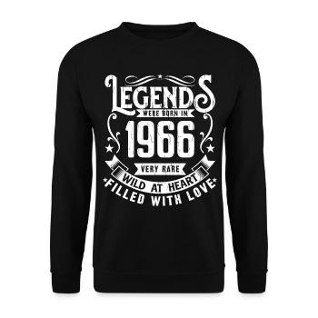 Legendary since 1966 Born in 1966 Gift 1966 - Unisex Sweatshirt - black - Front - Alina (178cm) & Michal (187cm)