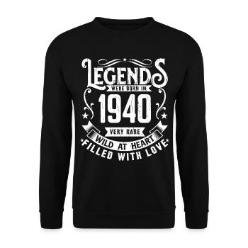 Legendary since 1940 Born in 1940 Gift 1940 - Unisex Sweatshirt - black - Front - Alina (178cm) & Michal (187cm)